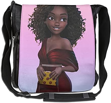 Африканско Американски Девојки Цртан Филм Уметност Афро Кадрици Црна Жените Моќ Мажите И Жените Еден Рамо Crossbody Торба