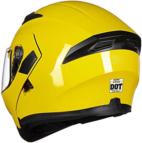 МПМ Мотоцикл Двојно Стакло Флип до Модуларен Целосна се Соочуваат со Шлем ТОЧКА 6 Бои (M, Жолт)