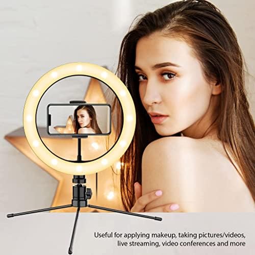 Светла Selfie Прстен Три-Боја на Светлина Работи за полнење за Motorola Мото Z2 Игра 10 Инчен со Далечински управувач за