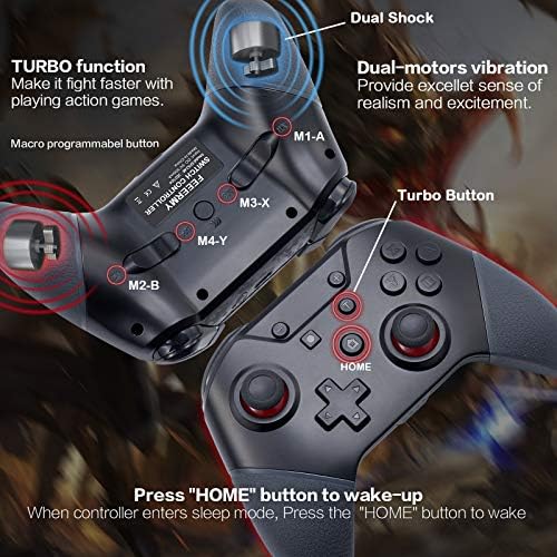 Вклучете Про Контролер за Nintendo - FEEERMY Професионални Екстра Безжичен Контролер за Префрлање/Прекинувач Лајт со Турбо,