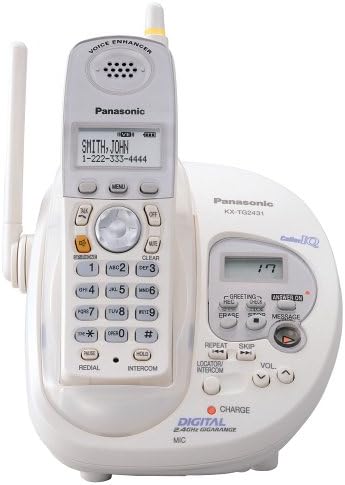 Panasonic GigaRange KX-TG2431W 2.4 GHz ДСС Cordless Телефон со Caller ID и Одговарање Систем (Бела)