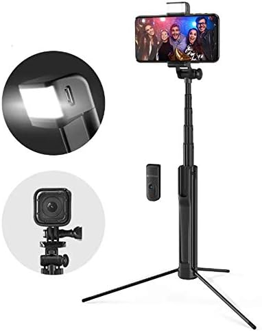 Teerwere Selfie Стап со можност да биде продолжен Bluetooth Tripod Selfie Стап со LED Пополни Светлина за Телефонот Спорт