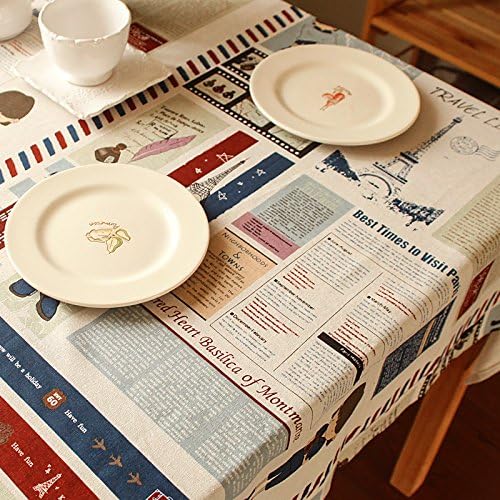 Лен tablecloth Правоаголна Памучна Ткаенина Маса крпа Прекрасна Париз Дизајн (140220CM(5586.6 Инчи))