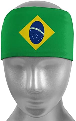 Бразил Знаме Унисекс Јога Спортски Hairband Мека гума за џвакање се Водат Headbands Nonslip Влага Wicking Headwrap за Фитнес