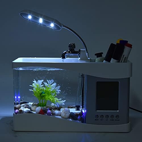 Мултифункционален USB Риба Резервоарот Светлина, ABS Мал Аквариум Светилка со Календарот 1.5 L Капацитет на Вода, 3W USB