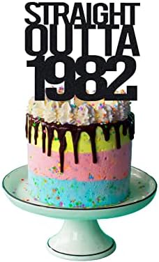 Директно Outta 1982 Торта Topper за 40-то Мажите и Жените Роденден ，Смешно 40 и Прекрасен Украс，рачно изработени - Црна