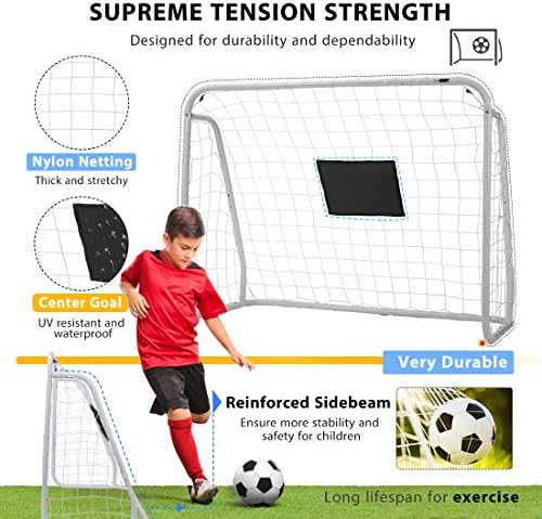 VIVOHOME 4 × 3 Метри Спортови Фудбал Хокеј Цел челична Рамка за Дворот со Сите Временски Отпорни на Нето-за Деца Вршење