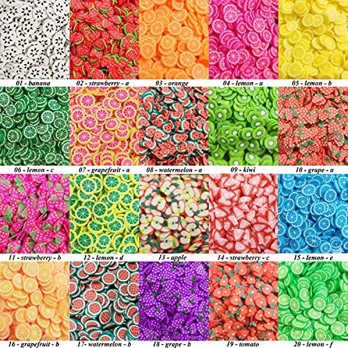 16000 парчиња Овошје Парчиња Шарм, VEINARDYL Помине Уметност Парчиња 3D Полимер Глина за DIY Занаети Смола Лигите Одлуки