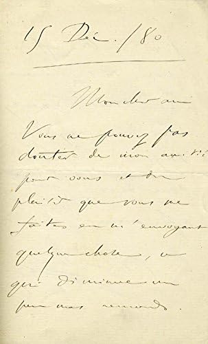 Камила Светец-saens - Autograph Писмо Потпишано 12/15/1880